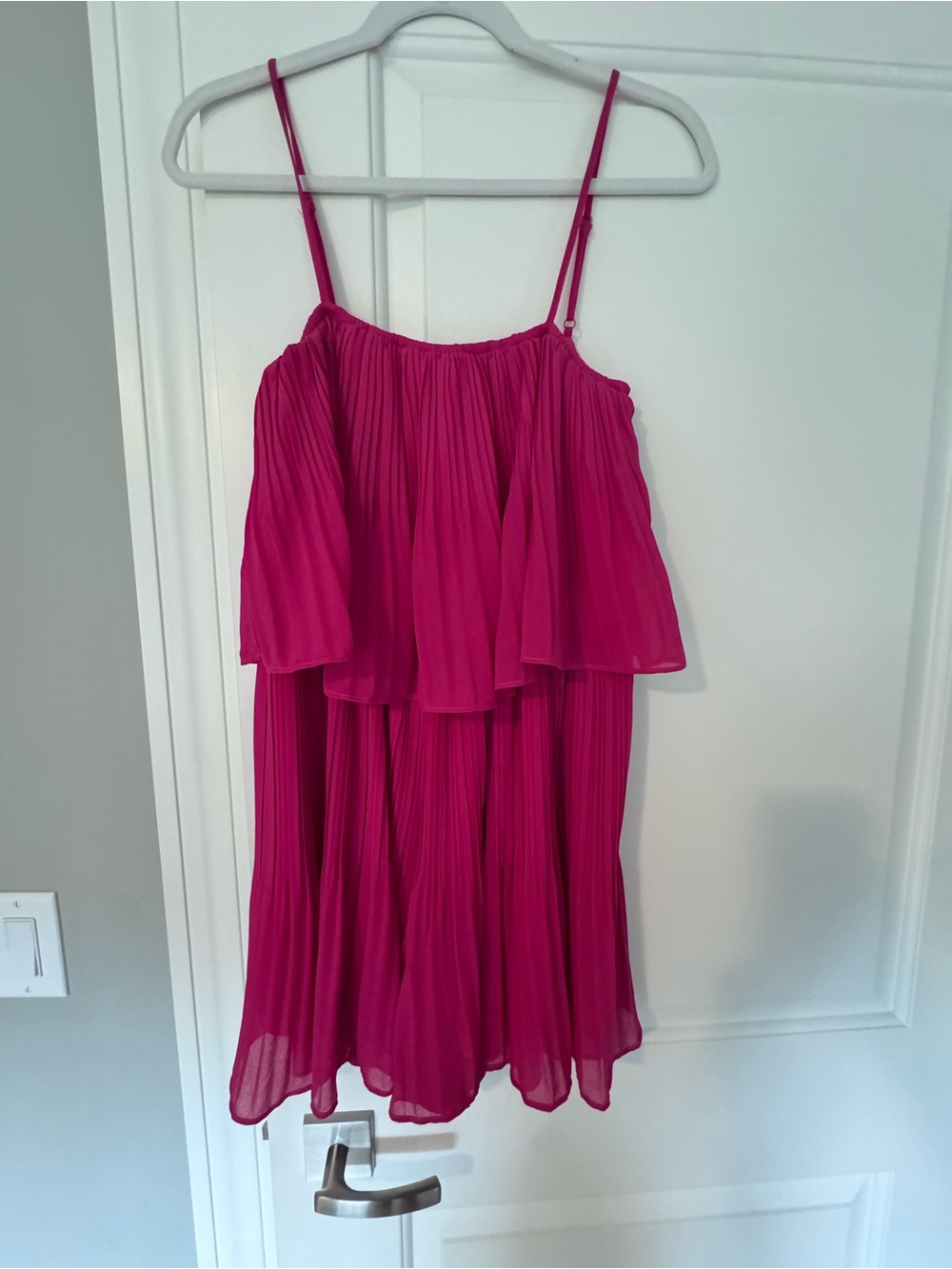 Womens Fuchsia Ruffle Chiffon Dress, size small